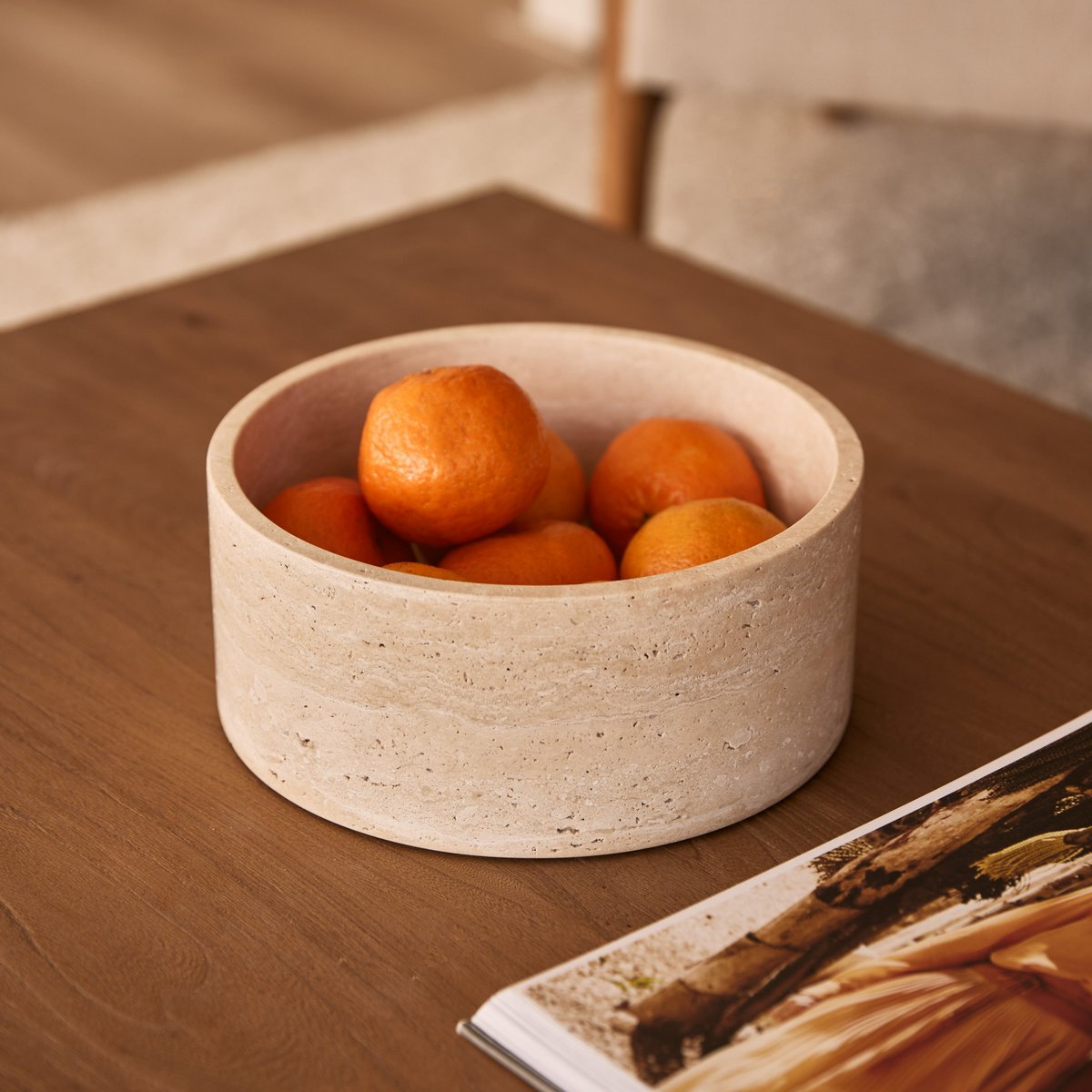 Travertine fruitschaal rond Ø24cm