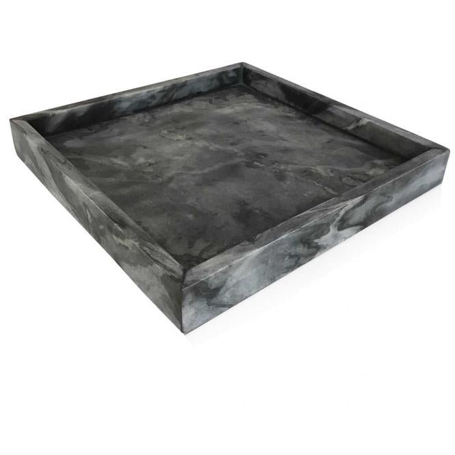 Marble tray, square dark grey