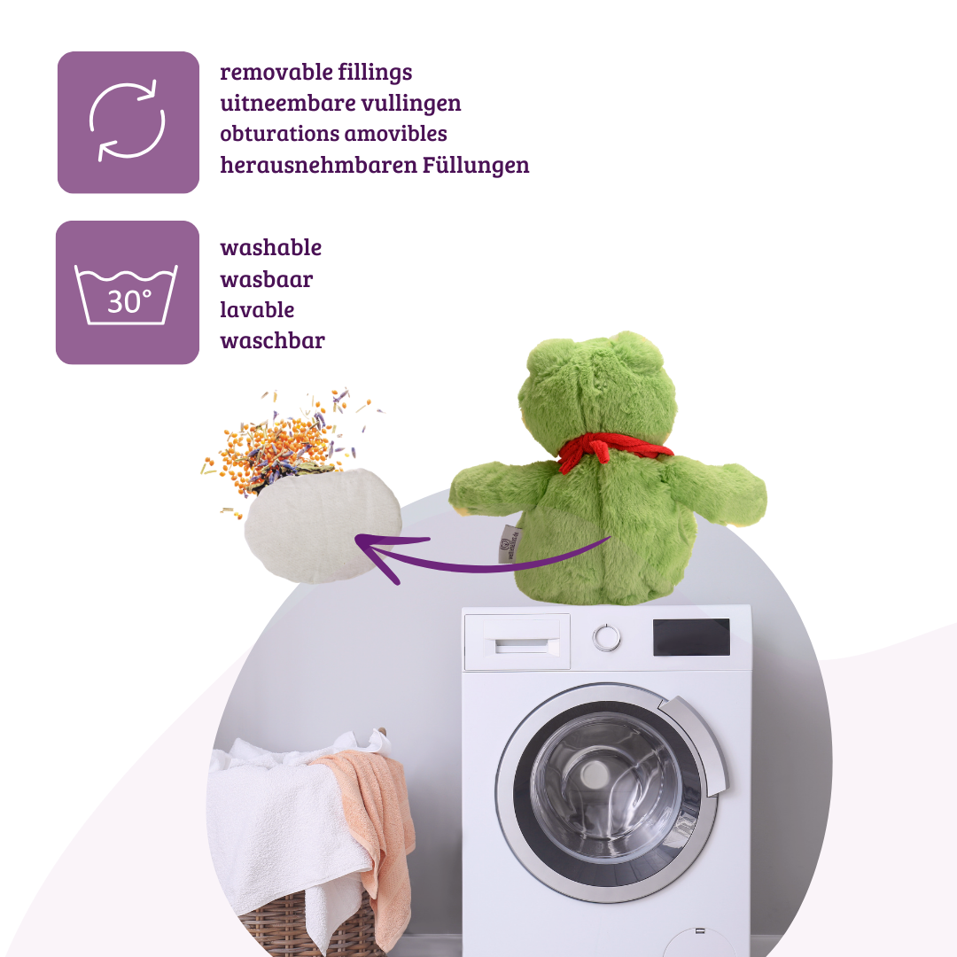 Wärmekissen die natürliche Wärmflasche als Wärmekuscheltier  Frosch groß mit Bio-Hirse Füllung und Gesundheitskräutern