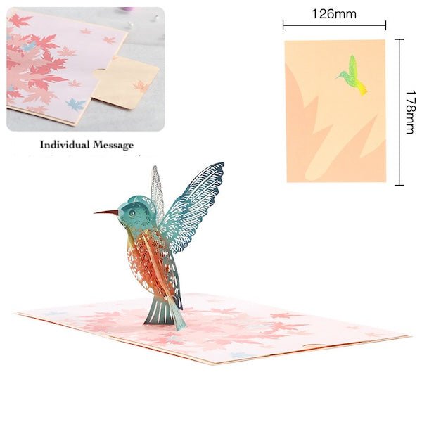 Pop-up-Grußkarte mit verzaubertem Kolibri
