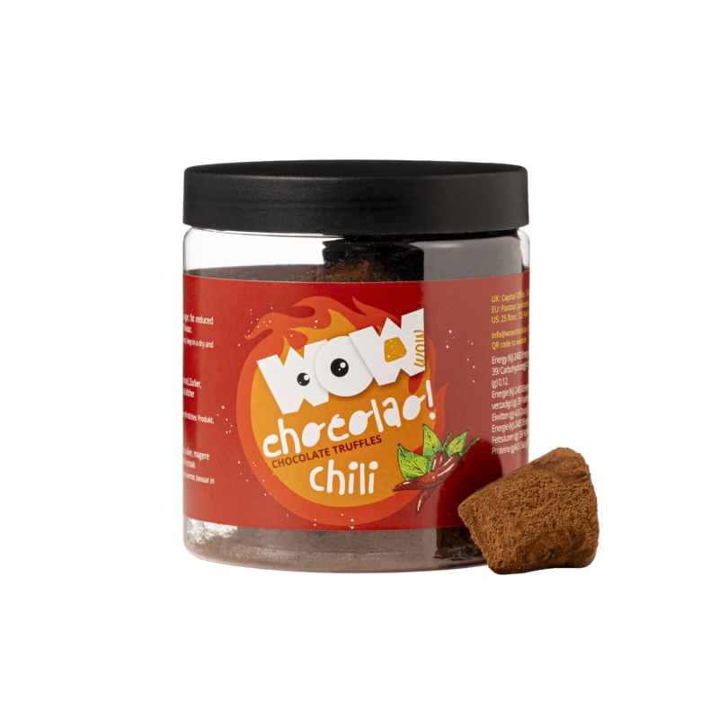 Chili Chokolade Trøfler Gavekrukke 130g | Krydret gourmetchokolade