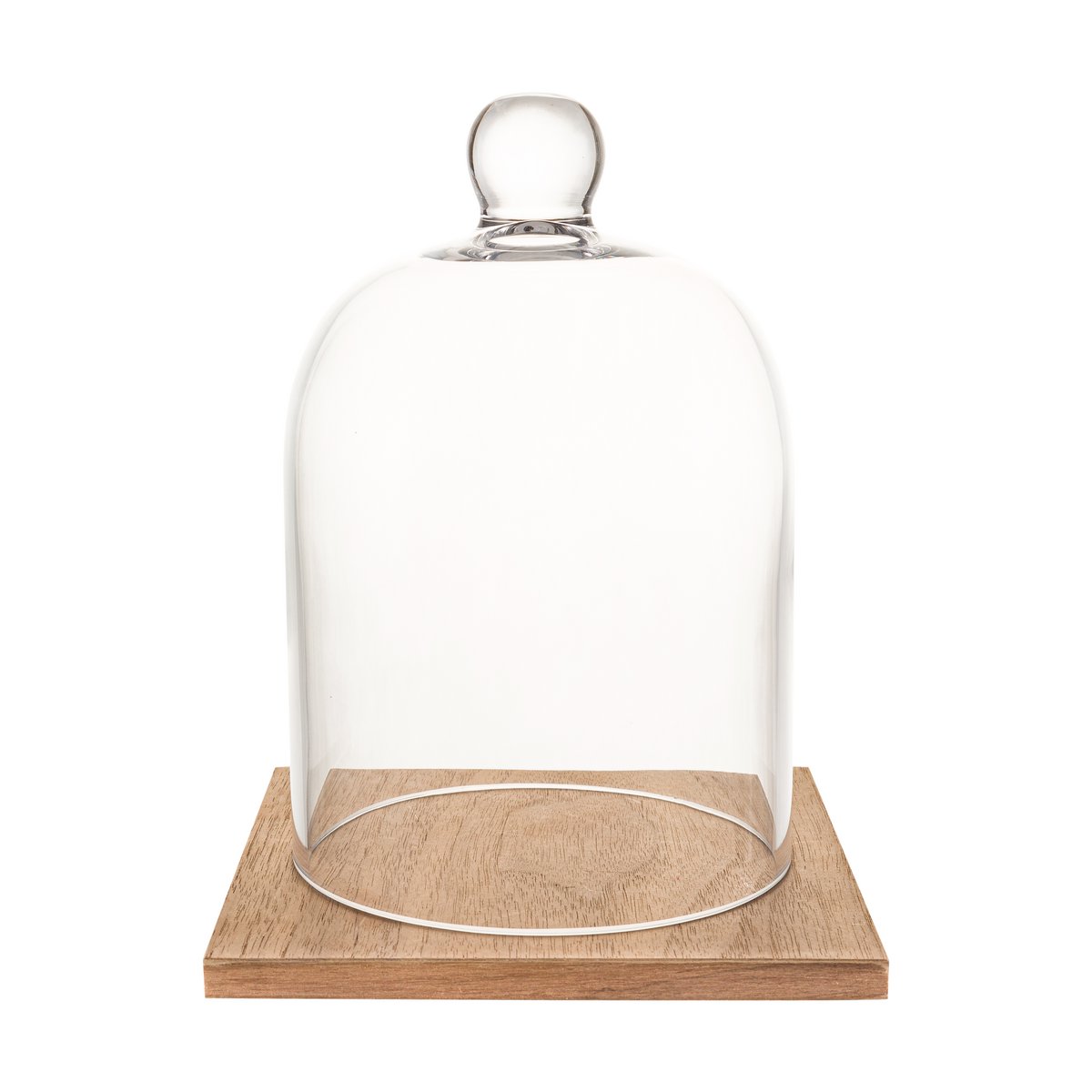 Glass dome + Modern wooden base 16cm x 16cm x 1cm