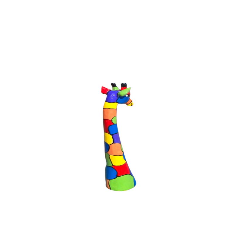 MEDIUM WOODEN GIRAFFE HEAD – COLORFUL