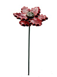 Christmas star red ceramic plant pick 5 cm