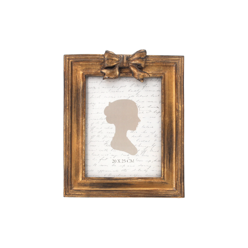 Gold bow resin photo frame 24x19 cm
