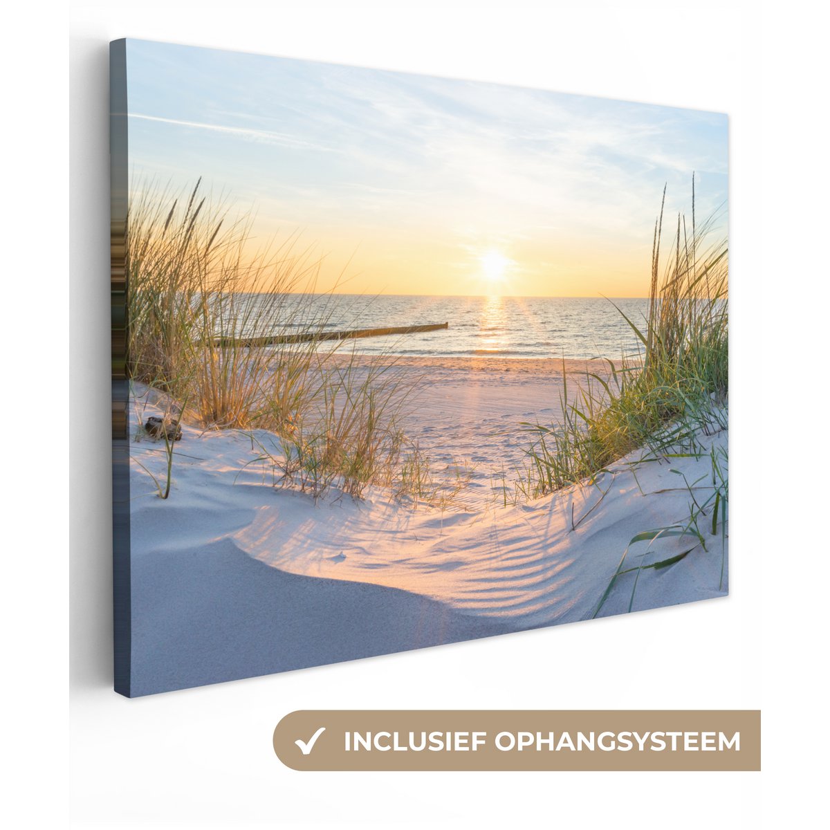 Pintura de lienzo - Decoración de pared - Playa - Sol - Dune - hierba - arena - horizonte