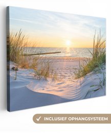 Canvas Maleri - Wall Decoration - Beach - Sun - Dune - Grass - Sand - Horizon