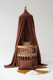 Dosel infantil con volante "rayas marrones"