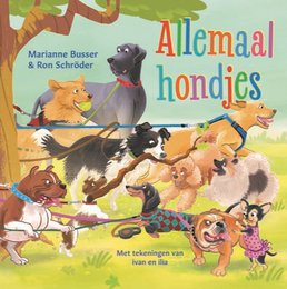 A colorful children's book cover featuring a white unicorn with a pink mane and tail, surrounded by flowers and other whimsical elements. The title "Elin de eenhoorn" is prominently displayed.