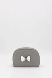 Trousse de toilette matelassée pour bébé avec nœud, rose