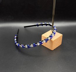 Elegant sapphire blue crystal headband for bridal looks