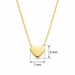 Regalo para ella New Bling 9NBG-0241 Collar de Oro - Mujer - Con Colgante Fijo - Corazón - 6 mm - 38 + 2,5 + 2,5 cm - 14 Quilates - Oro