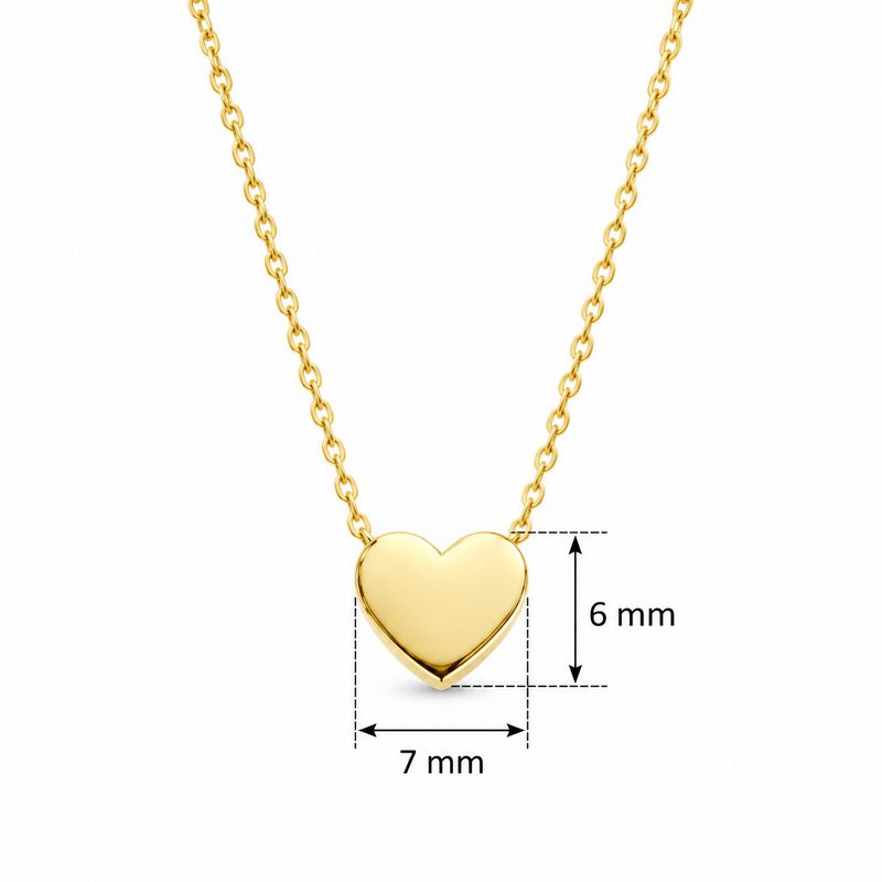 Regalo para ella New Bling 9NBG-0241 Collar de Oro - Mujer - Con Colgante Fijo - Corazón - 6 mm - 38 + 2,5 + 2,5 cm - 14 Quilates - Oro