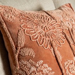 MARLENE | Cushion | 45x45 cm Muted Clay | Pink | Floral print | Hoii | With luxury inner cushion