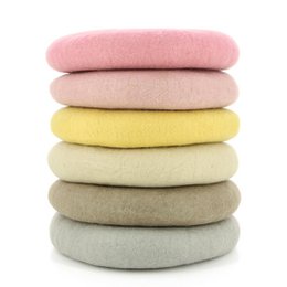 Seat cushion around gray made of felt, 100% natural material, 38 cm round many colors Pastel, felt with wool-f lung, fair trade & handwork from Nepal