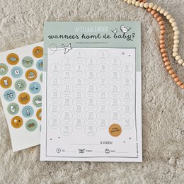 Calendario de cuenta regresiva del embarazo | verde | pegatinas incluidas