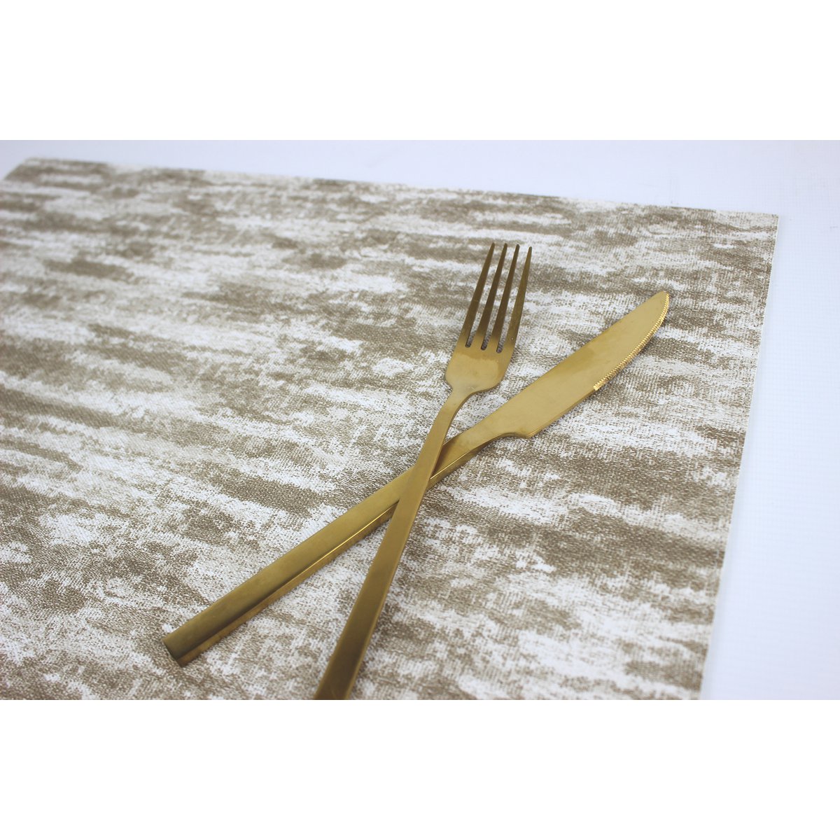 Tischset 6 Set rechteckig Kunstleder Leinen grau braun