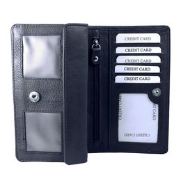 Leder-Damengeldbörse RFID - Leder-Damengeldbörse - Mundharmonika-Modell