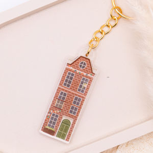 Sleutelhanger Huis Amsterdam Acryl - Housewarming Cadeau Nederland Huizen