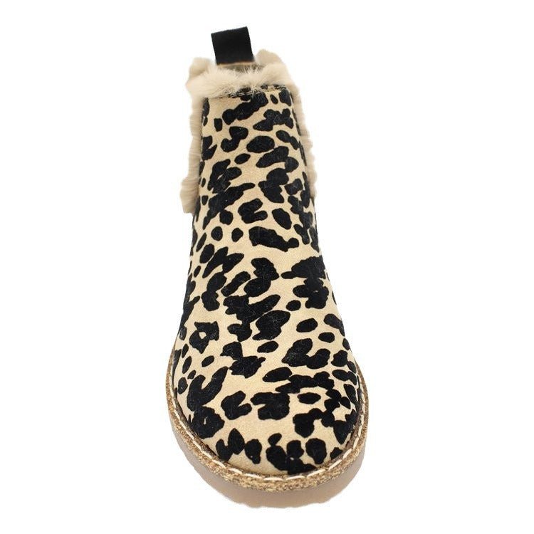 Stivali da donna in pelle scamosciata con stampa leopardata per il tempo libero