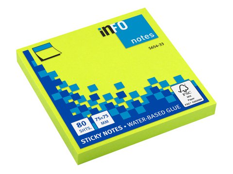 Info notes 75x75mm fel groen groen 80 blad