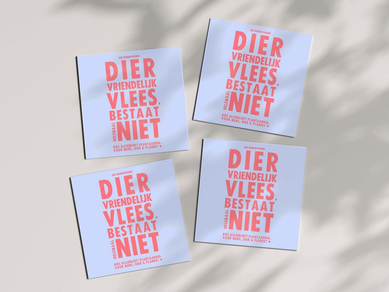 Vegan Indoor/Outdoor Stickers 'Diervriendelijk Vlees Bestaat Niet'