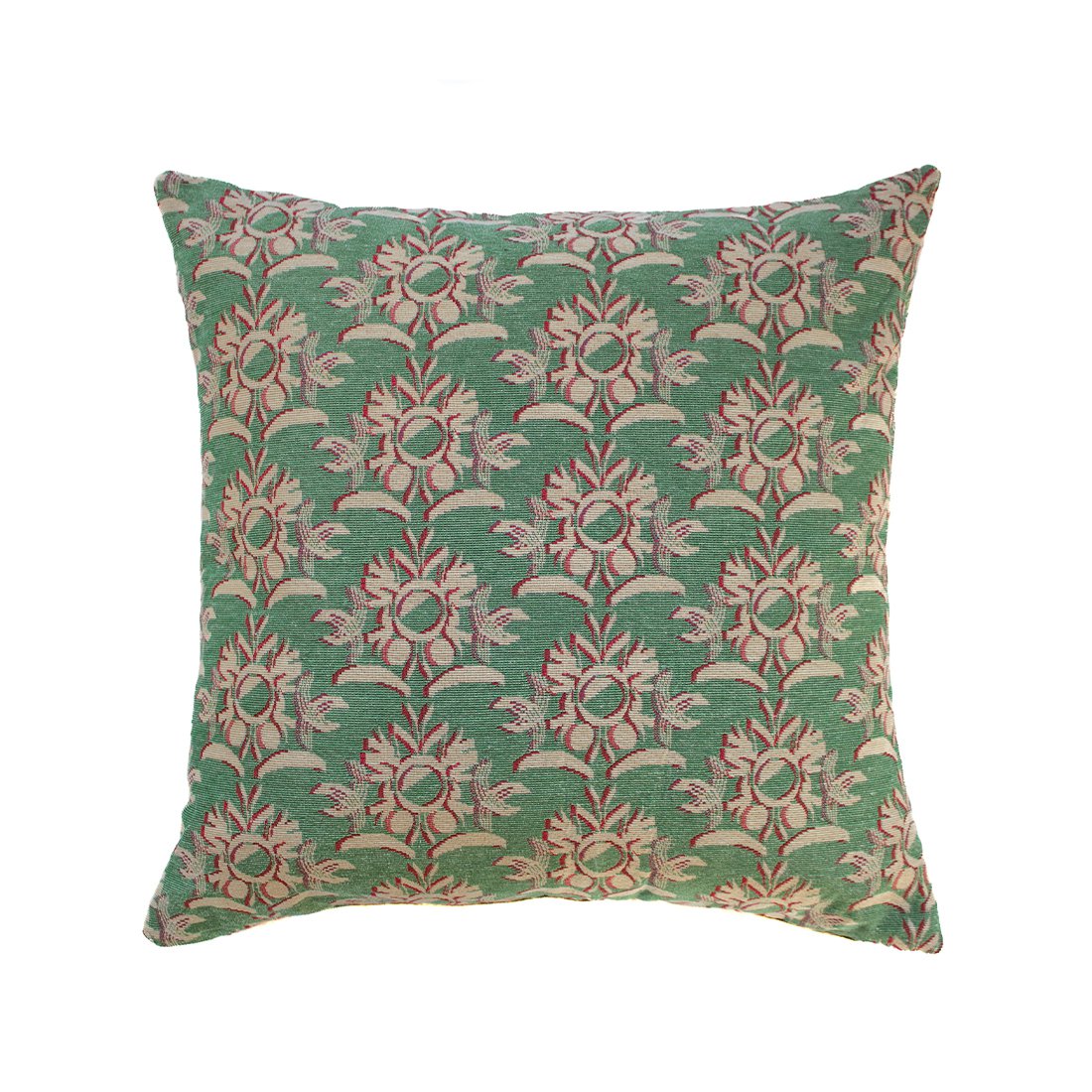 NIN-NIT Fleur Soleil cushion | 100% woven cotton | decorative cushion with sunny nature and floral print | green| orange | pink | beige | yellow | blue | multicolor | 50x50 cm