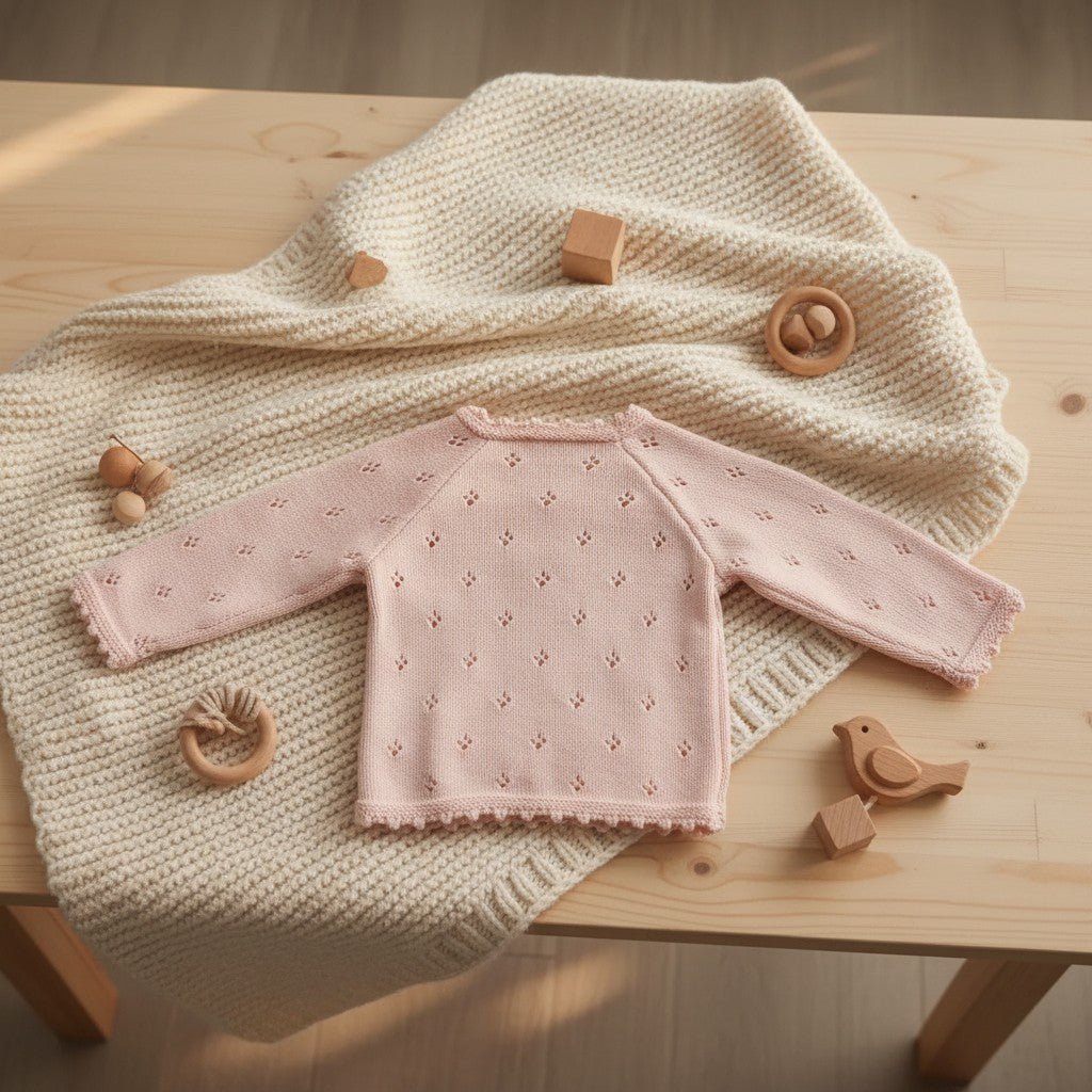 Cardigan per neonato lavorato a maglia Nuvinokids® Rosa tenue