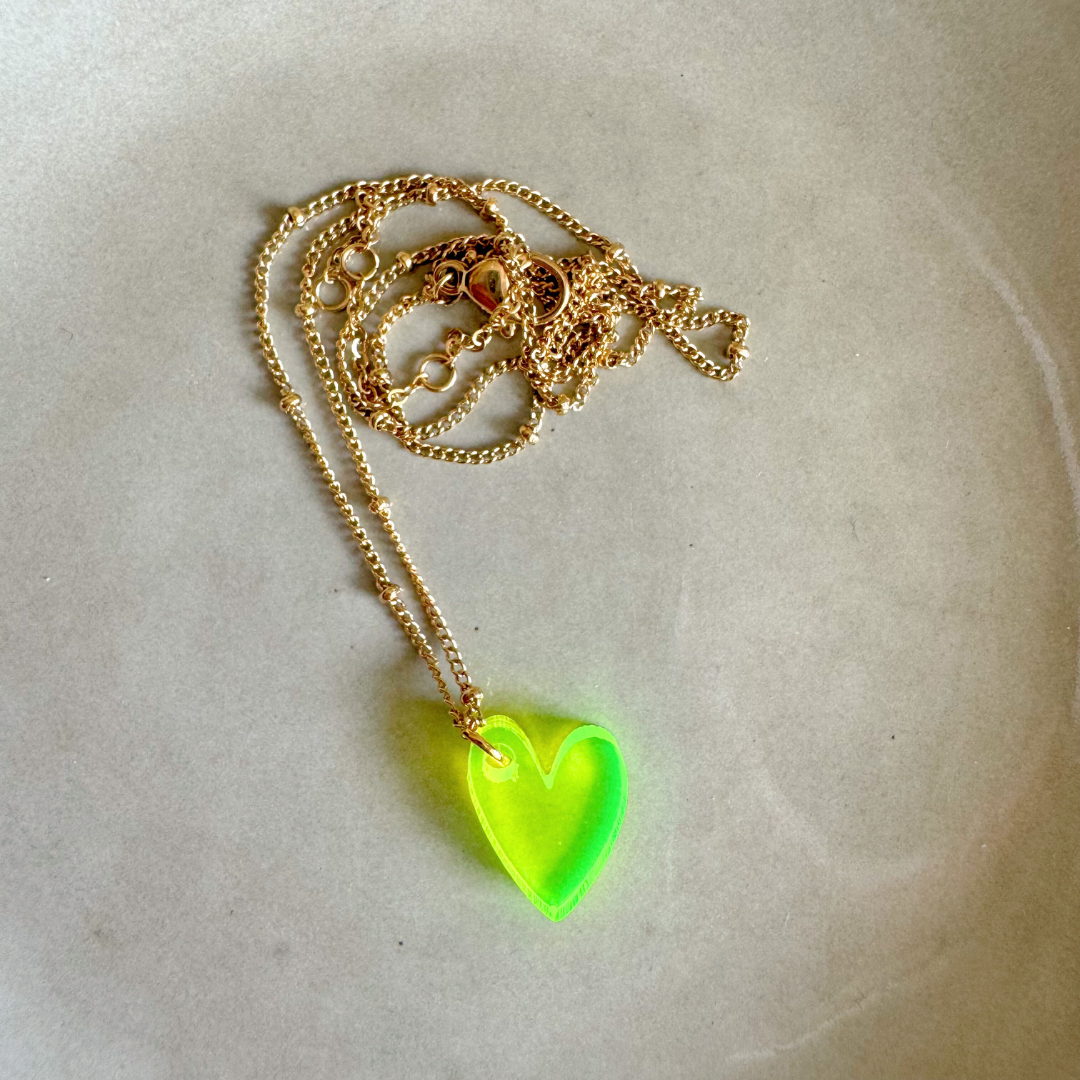 Colgantes Ketting Lume | Corazón Neón Amarillo Oro