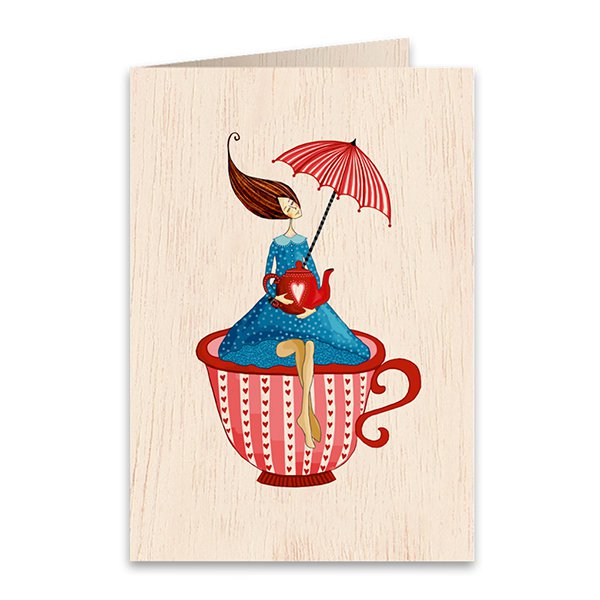 La Copa Tarjeta de felicitación de madera doblada