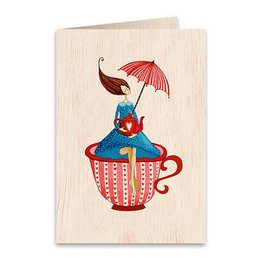 La Copa Tarjeta de felicitación de madera doblada