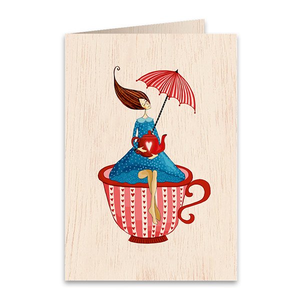 La Copa Tarjeta de felicitación de madera doblada