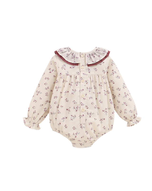 Rompertje met bloemenprint voor babymeisjes met pompondetail P72-11604042
