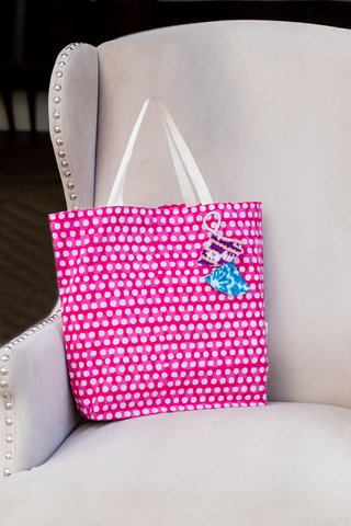 Stoffgeschenktüten Tote Style - Batik Kollektion - Fuchsia / Squares
