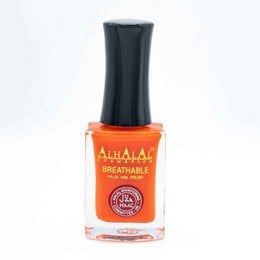 Vibrant orange nail polish with a breathable formula.