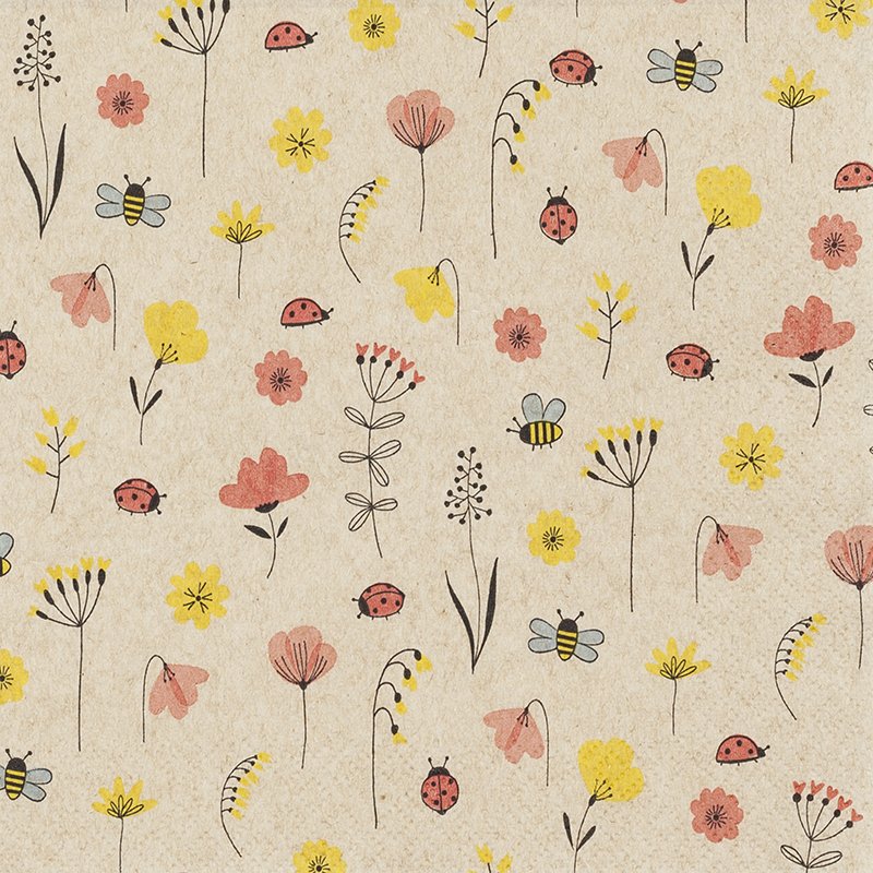 Lunch-Servietten aus Recycling-Tissue "Ladybug and Bees"