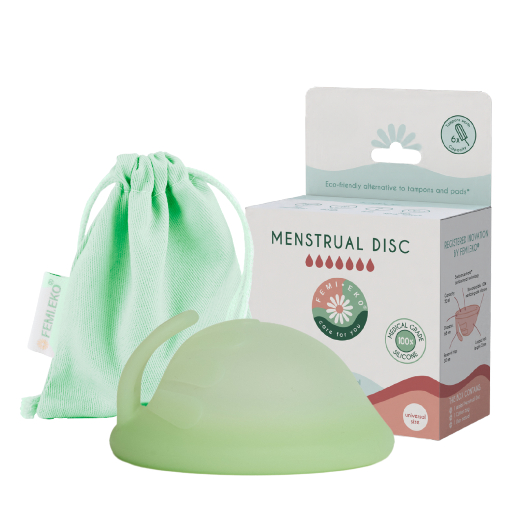 Femi.Eko® universele menstruatieschijf – Duurzaam, herbruikbaar, hoog comfort, capaciteit van 50 ml