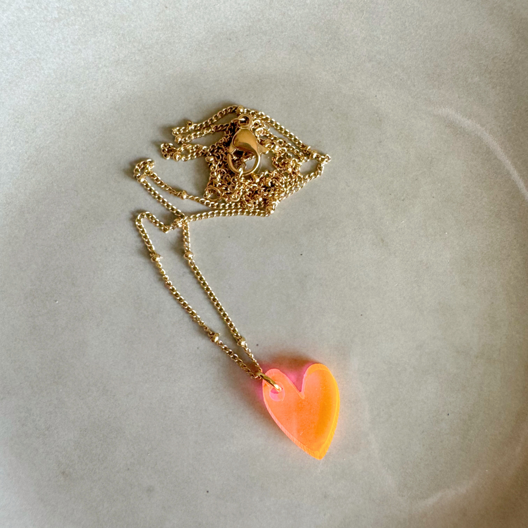 Uroki Ketting Lume | Serce Neonowe Pomarańczowe Złoto