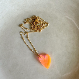 Colgantes Ketting Lume | Corazón Neón Naranja Oro