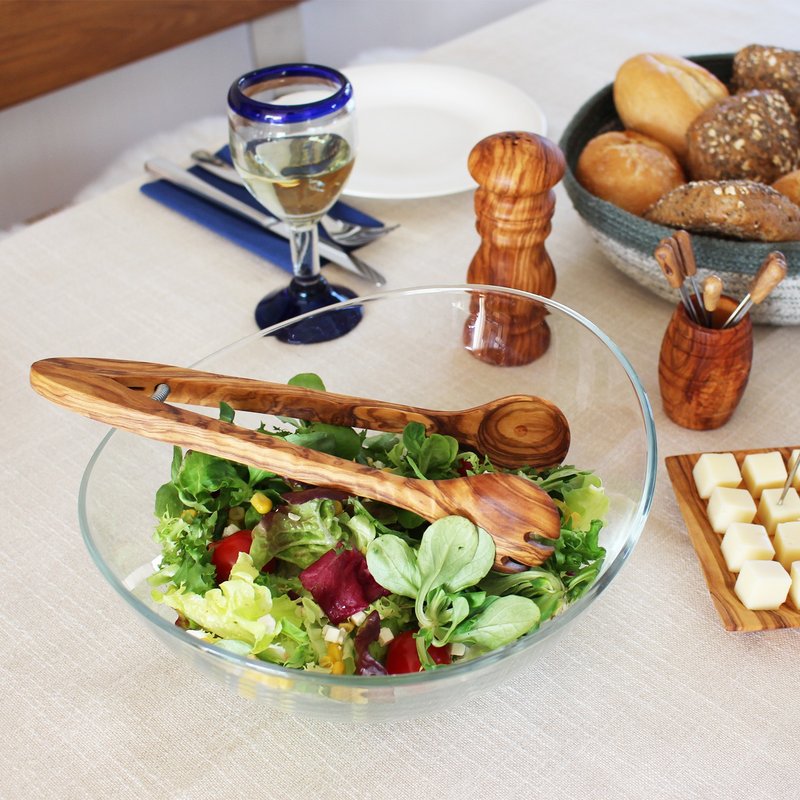 Salad tongs made of wood, salad servers 25cm