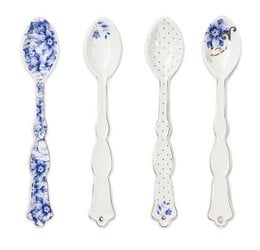 Set of 4 teaspoons in a classic white and blue floral pattern. Elegant and versatile design suitable for everyday use or special occasions.