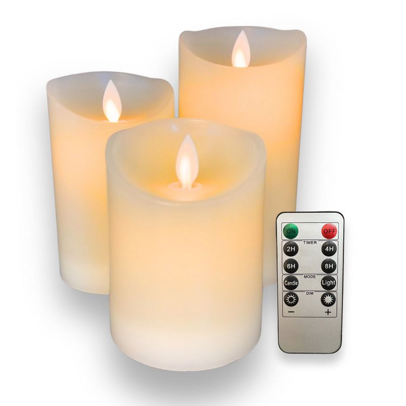 Rechargeable LED candles with moving flame - 3 pieces