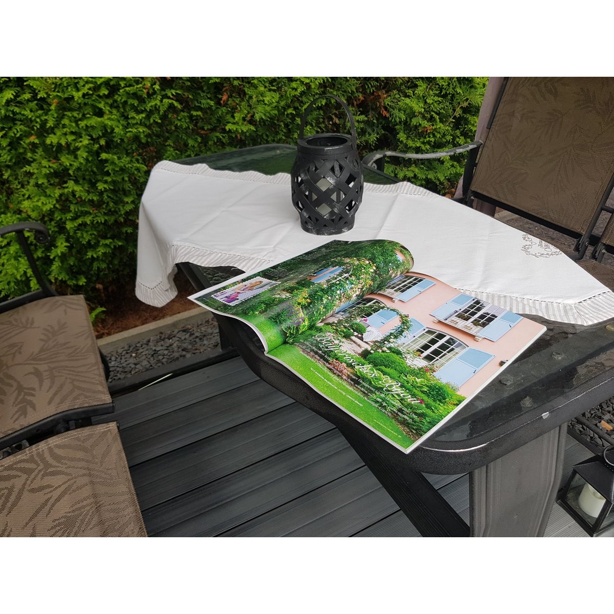 Bamboe lantaarn incl LED kaars -zwart