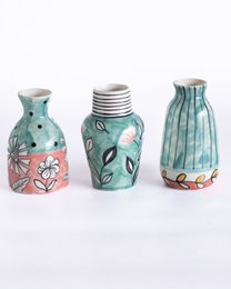 Hand-Painted Ceramic Mini Vases - Set of 3