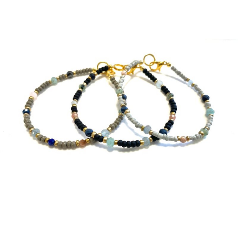 Armband grau mit Edelsteinen