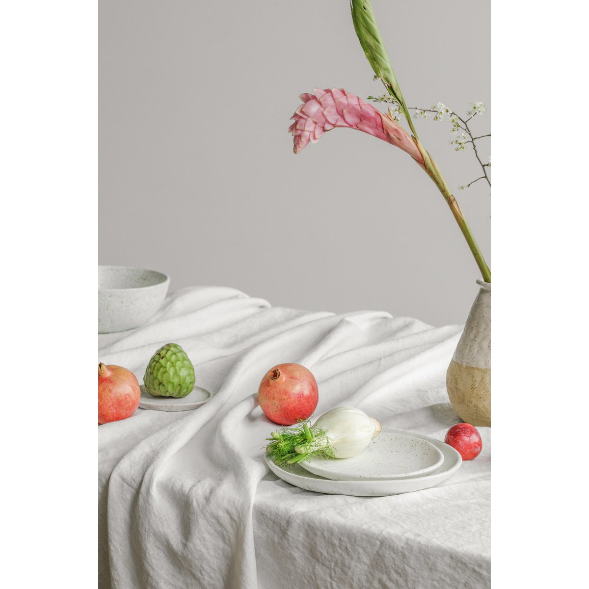 Linnen Tafelkleed Gebroken Wit (250x145 cm)