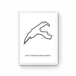 Spa Francorchamps - Plan du circuit - Blanc - Carte Poster