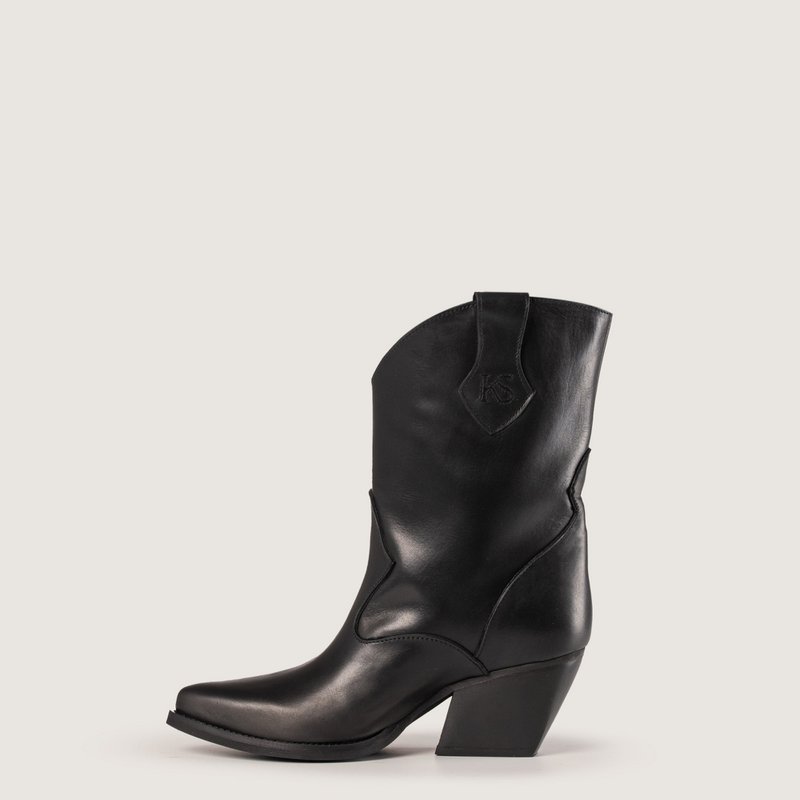 Bottines texanes en cuir noir Montana