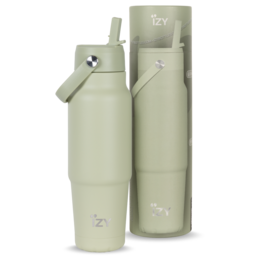 Pistachio-colored travel bottle with a capacity of 900ML, suitable for carrying water or other beverages on the go.