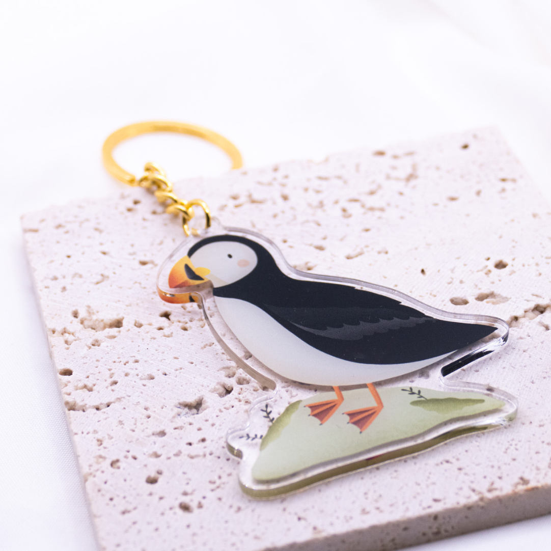 Keychain Puffin Island made of acrylic - gift travel key ring puffin